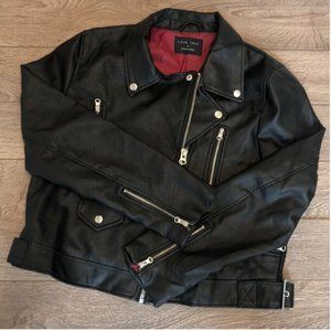 Love Tree Faux Leather Black Motorcycle Jacket - Size 1X